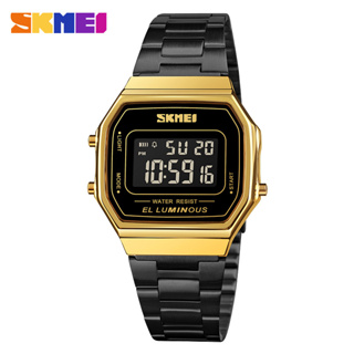 SKMEI Relógio De Pulso Digital Masculino De Aço Inoxidável De Luxo Cronômetro Casual De Alarme Feminino Vestido Eletrônico À Prova D