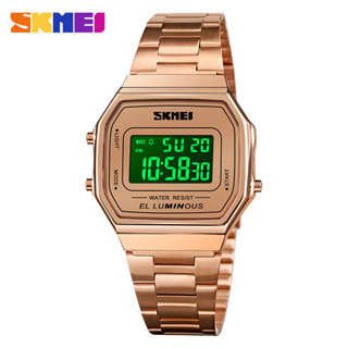 SKMEI Relógio De Pulso Digital Masculino De Aço Inoxidável De Luxo Cronômetro Casual De Alarme Feminino Vestido Eletrônico À Prova D