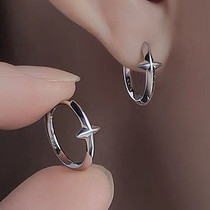 Brincos Estrela Simples De Personalidade fashion Para Masculino E Mulheres