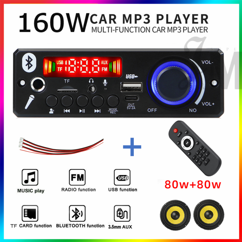 160W 12V Placa Decodificador Amplificadora FM Bluetooth 5.0