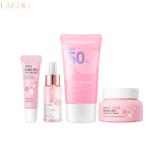 LAIKOU Sakura SPF50 Protetor Solar Soro Brilhante Fade Blemishes Hidratante Conjunto De Cuidados Com A Pele 4pcs