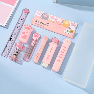 Kit Papelaria De Patas De Gato Para Presente Escolar Material 9 Em 1