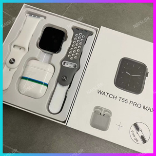 (Entrega rápida) 2023 T55 PRO MAX Relógio Inteligente TWS Fone De Ouvido Dois Em Um 1,71 Polegadas SmartWatch PK W26