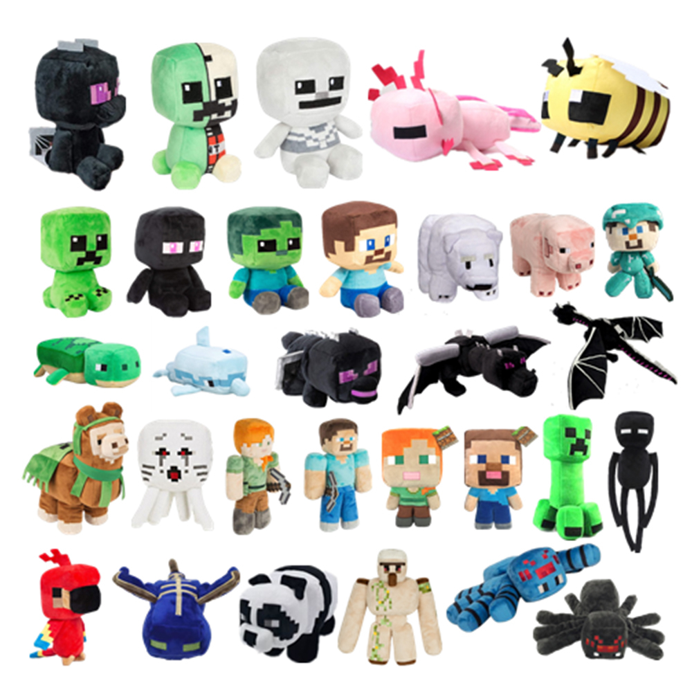 Boneco De Pelúcia Minecraft Série Completa My World Brinquedo Steve Creeper  Enderman Ovelha Abelha Warden Pelucia Presente Para Crianças