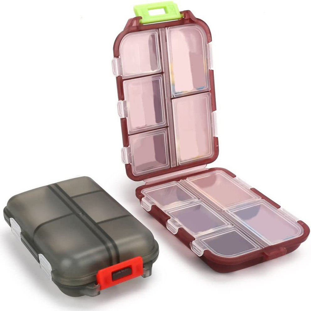 Estojo para pílulas, organizador portátil de comprimidos, caixa de vitaminas para tablet de viagem, com 10 compartimentos para diferentes medicamentos