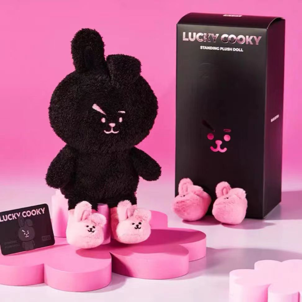 Kpop IDOL Bangtan Boys Lucky Cooky Black Edition Chaveiro De Pelúcia Brinquedo