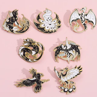 Mito Preto Crescente Estrela Da Lua Dragão Esmalte Crachás Broche Mochila Lapela Alfinetes Colarinho Jóias Cartoon Presente