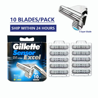 Sensor De Gillette Excel Lâminas De Barbear Para Os Homens Manual Navalha Barba Barbeador Lâmina De Segurança Afiada Cabeça De Substituição 10 Pc Sem Punho
