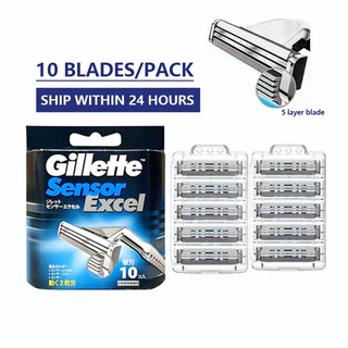 Sensor De Gillette Excel Lâminas De Barbear Para Os Homens Manual Navalha Barba Barbeador Lâmina De Segurança Afiada Cabeça De Substituição 10 Pc Sem Punho
