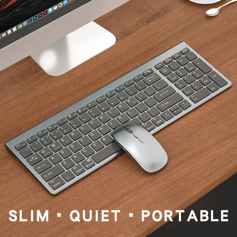 Kit de Teclado e Mouse Bluetooth Sem Fio Modo Três Silencioso Em Tamanho Real E Conjunto De Rato Combo Para Notebook Desktop PC Tablet