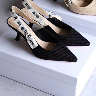Com Caixa Sapatos Femininos de Salto Alto Estilo Coreano, Bico Fino, Fivela Única, Sola de Borracha, Pele de Carneiro, Respirável, Elegante para o Verão