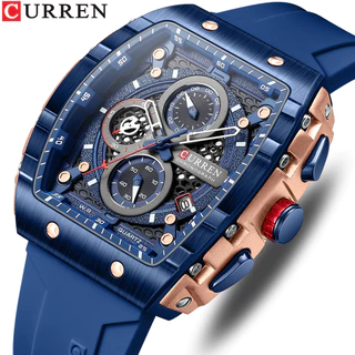 CURREN Relógio Original Masculino Marca Topo De Cronógrafo De Ponteiro Luminososilicone Correia Casual Moda Esportiva Quartzo À Prova D'água 8442X