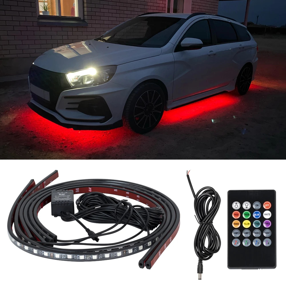 Luz de tira flexível do carro led underbody controle remoto/app rgb luzes néon cor sonho lâmpada atmosfera ambiente decorativa automóvel