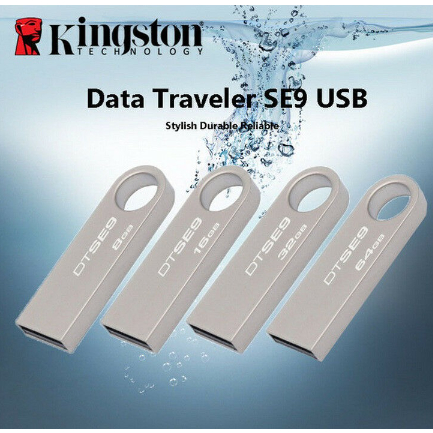 Kingston DataTraveler SE9 USB 2.0 1GB 2GB 4GB 8GB 16GB 32GB 64GB 128GB Memória Flash Drive Pen Unidades Metálicas