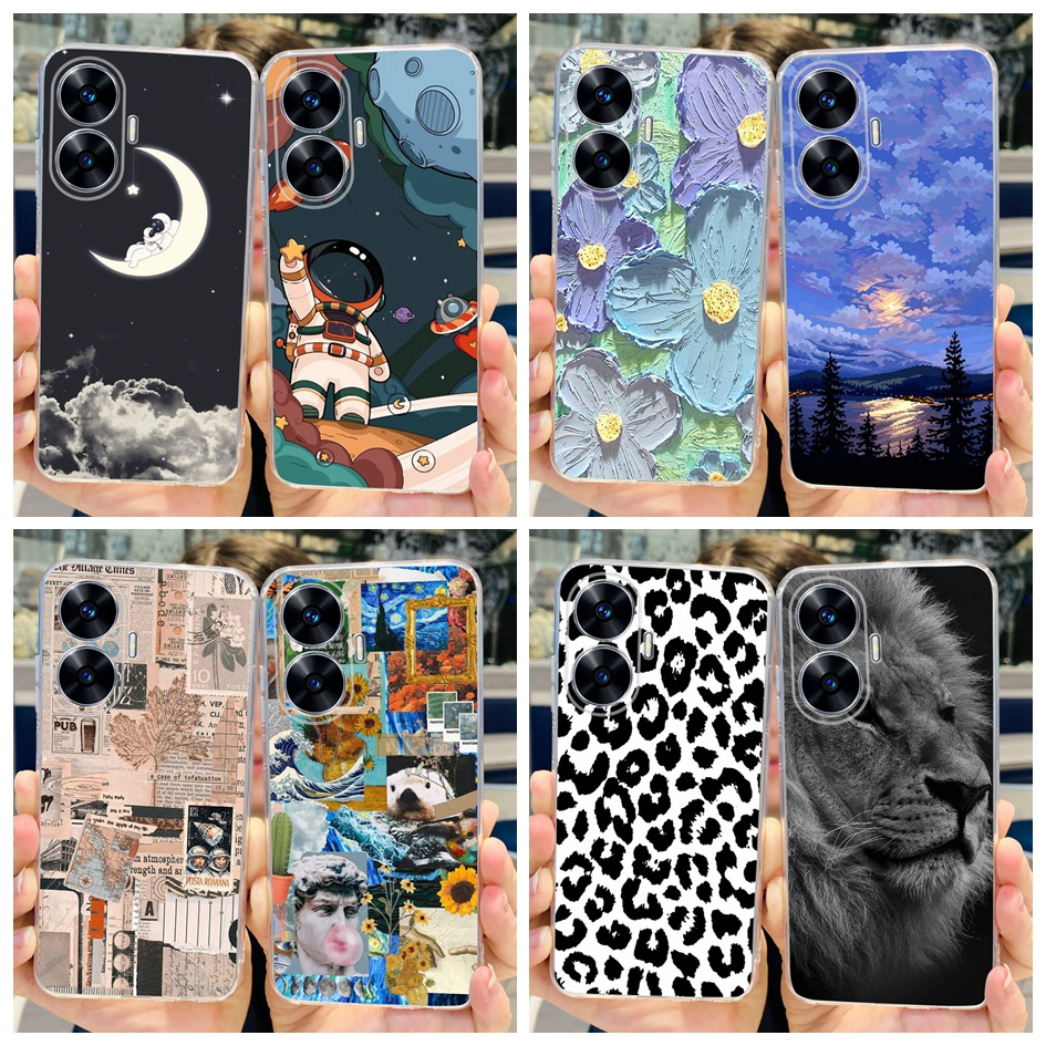 Capa Realme C55 4G 2023 Caixa Nova Moda Astronauta De Telefone Transparente Real me C55 RealmeC55 C 55 Pouch