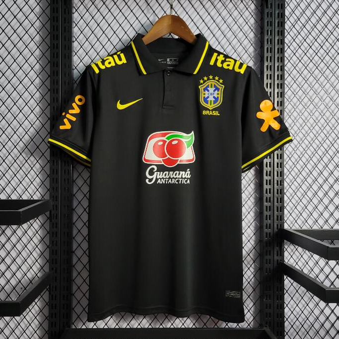 2022/2023 Camisa Cinza De Futebol Masculina De Treino brasil camisa preta