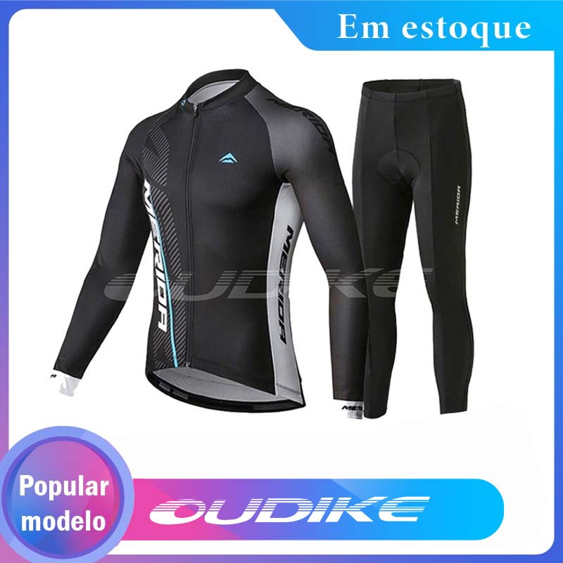 [In Stock] Conjunto de bicicleta esportiva de equipe de ciclismo de malha masculina manga comprida respirável respirável