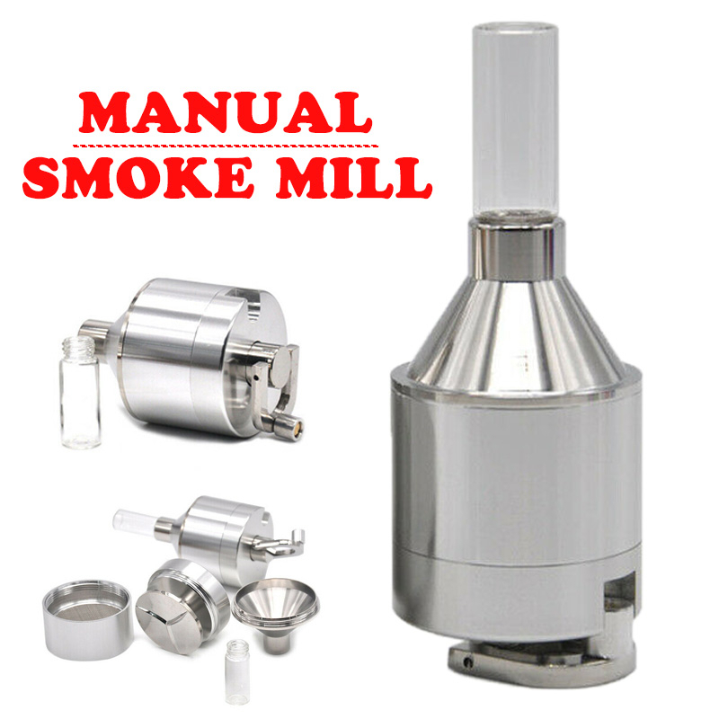 Moedor De Metal Em Pó Manual De Ervas Especiarias Funil Com Garrafa De Vidro Snuff