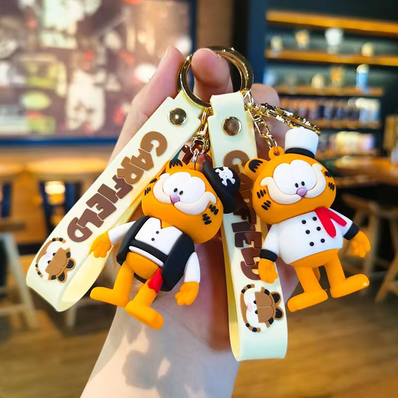 1 Pc Novo Anime Garfield Figura Chaveiro De Natal Cowboy Doll Backpack Pendant Carro Presente De Festa De Brinquedos Para Crianças