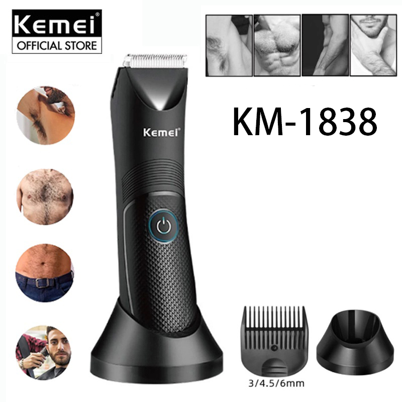 Kemei KM-1838 Aparador De Cabelo Para Área Da Virilha Clippers Secos À Prova D'água Pubic Armpit Body Hair Shaver Razor Lavável Recarregável