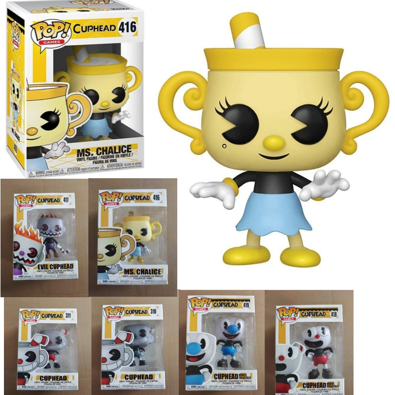 Funko Pop Cuphead Ms. Chalice Action Figure Figura Brinquedos 310 311 ...