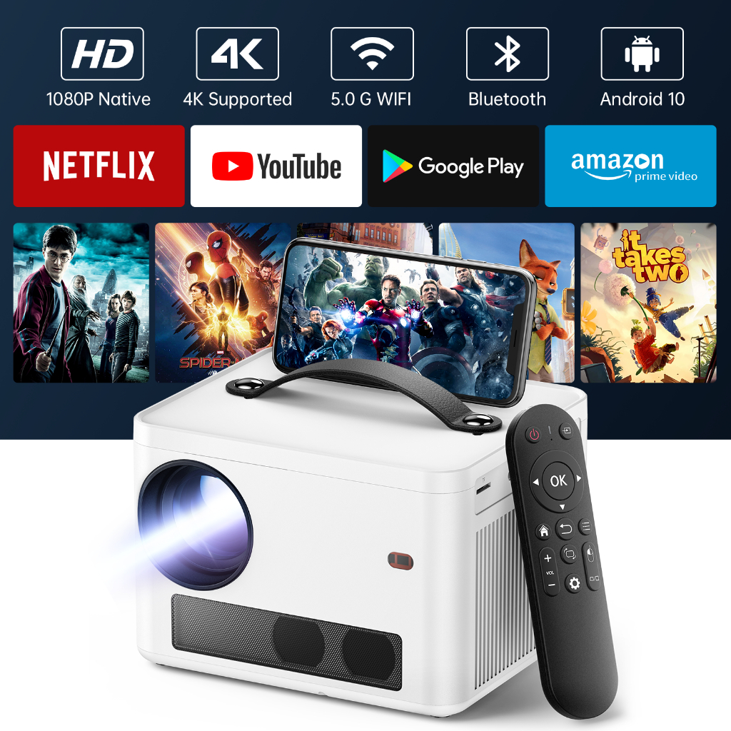 Projetor 8k Ultra Hd Android 10.0 LCD 9500 Lúmens 1080p Wifi Bluetooth ...