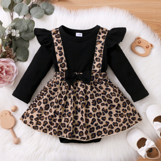 Baby Girl Romper Recém-Nascido Clothing Leopard Impressão Manga Comprida baju Jumpsuit Moda