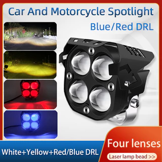 Luzes De Trabalho De 3 Polegadas Quadradas Universais Com Refletor Vermelho/Bluce DRL Nevoeiro Do Carro Barra De Luz Motocicleta 4x4 Offroad