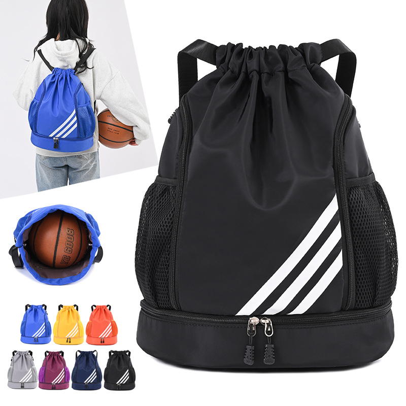 Mochila Esportiva Drawstring Com Bolsos De Malha , Compartimento Para Sapatos , Resistente À Água Mulheres Homens