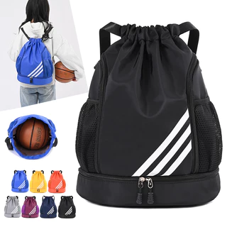 Mochila Esportiva Drawstring Com Bolsos De Malha , Compartimento Para Sapatos , Resistente À Água Mulheres Homens