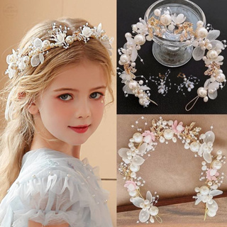 [Flower Headband INS Fashion Hair Hoop Girls Elegant Pearl Headdress Fita De Cristal Feita À Mão Sem Deslizamento Acessórios Para Festa De Casamento Wreath Crownhair