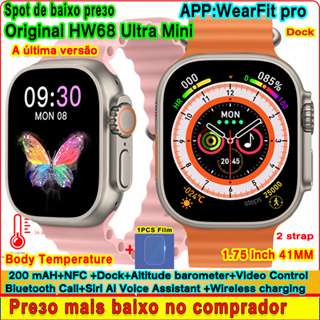 Relógio Original 41mm HW68 Ultra Mini Inteligente Série 1.75 Polegadas 8 Temperatura Corporal Siri NFC Altitude Dock iwo