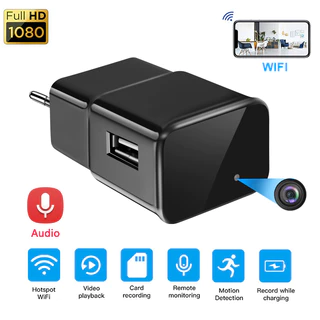 Mini Câmera HD Monitor 1080P Carregador USB Wifi Ue US Plug Segurança Vigilância Câmeras De Vídeo Gravadoras De Áudio E Sem Fio em Oferta na Shopee