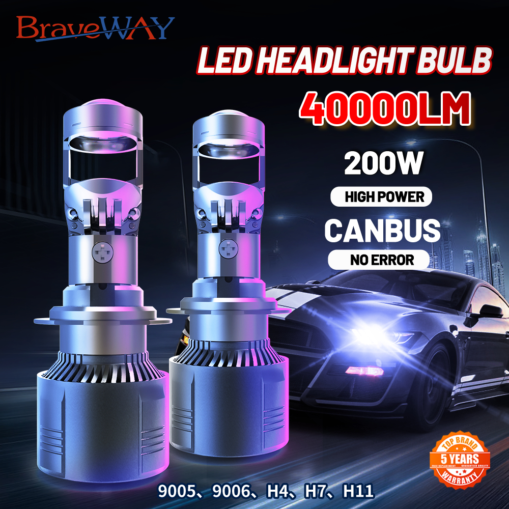 BraveWay Mini H4 Projetor LED 360 Graus Sem Ponto Cego H4 40000LM 120W ...