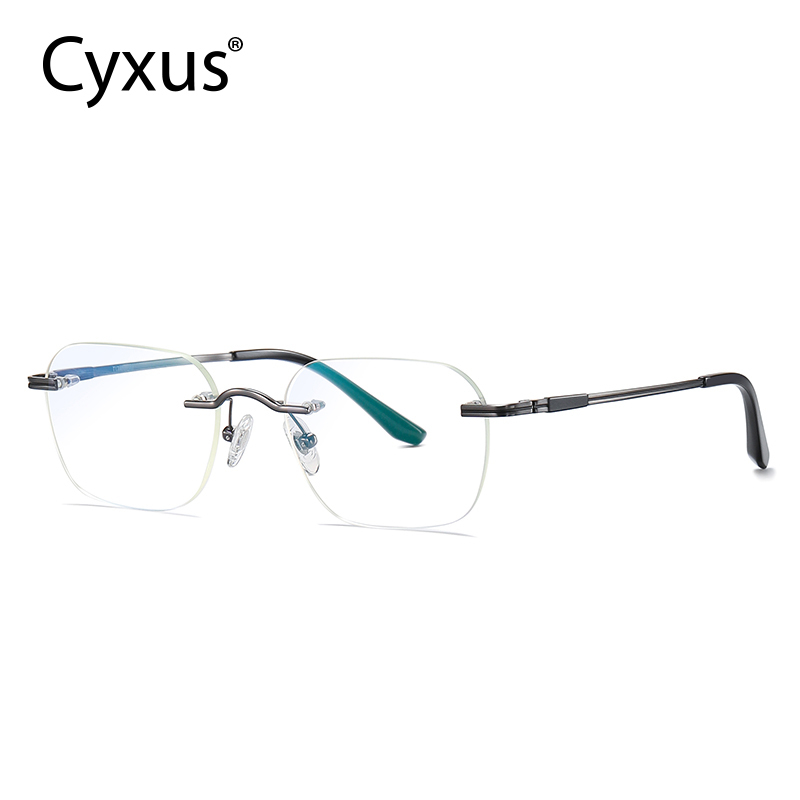 Cyxus Pure Titanium Frameless Glasses Computer Armação Estreita Óculos Retro Femininos Masculinos Uv400 Proteção Leve E Simples 8126