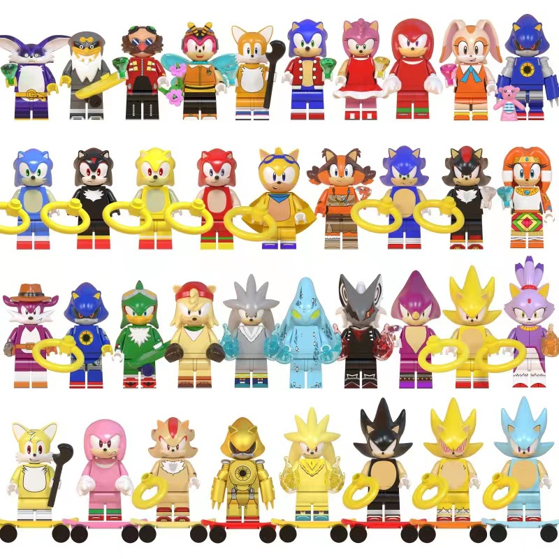 Sonic Anime Series Minifiguras Sonic Metal Sonic Nakkrusu Teirusu Sombra Silver Mount Blocos De Construção De Brinquedos Para Crianças