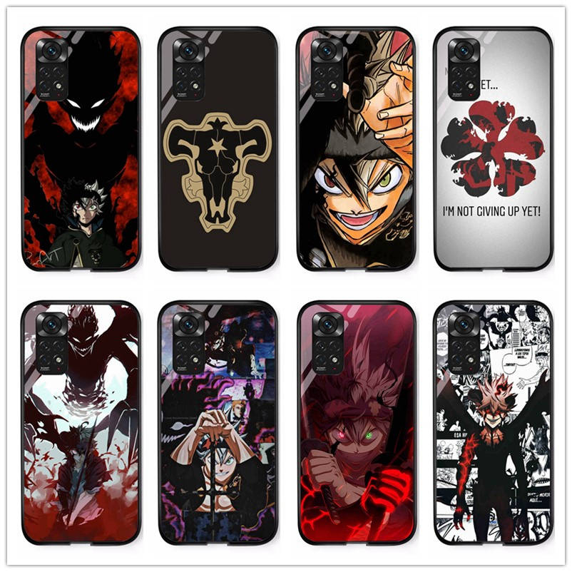 (Personalizado) Para Redmi Nota 11/11s/pro Anime Black Clover Vidro Temperado Caixa De Telefone Dura Com Impressão De Fotos Bricolagem