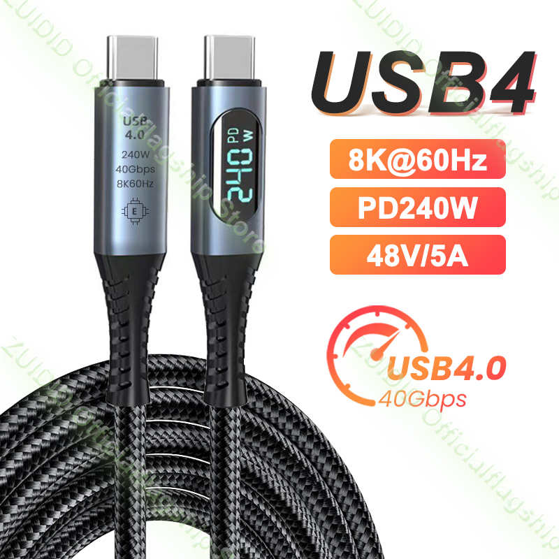 Cabo PD 240W USB 4.0 C 8K 60Hz Tipo A Carregamento Rápido De Dados De 40Gbps Para MacBook Pro Nintendo Switch Galaxy