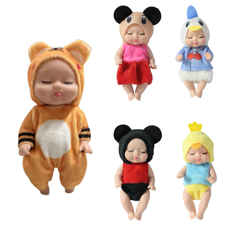 6pcs 11cm Mini Baby Bonecas adormecidas para meninas brinquedos renascido  bebês crianças olhos de brinquedo boneca de dormir fechada com terno de  roupa