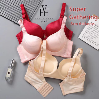 HuoYuan [Estoque Pronto] 8CM Buraco De Ventilação De Esponja Espesso Feminino Bra Sexy Girl Push Up Pequeno Peito Sem Costura Roupas Interiores