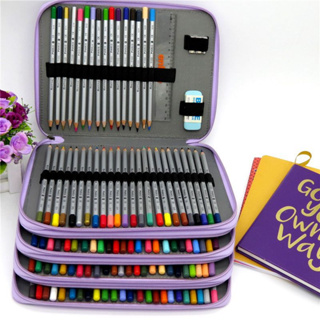 Estudantes De Arte Saco De Lápis De Cor Dedicado 184 Furos 4 Zipper pu Couro Esboço Cortina Estojo