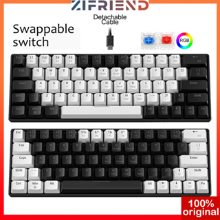 KA6406 Teclado Mecânico Preto RGB Retroiluminado 63 Teclas 60 % Vermelho Azul Interruptor Pequeno Com Fio Para Escritório
