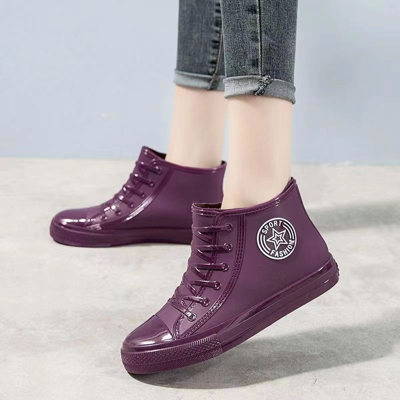 Sapatos À Prova De Chuva Botas De Água De Borracha De Cozinha Tubo Curto Feminino Sweet Four Seasons Wear-Res