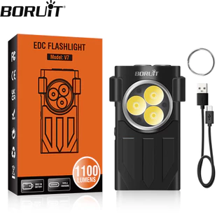 BORUiT V7 Lanterna LED EDC Chaveiro Tipo C De Trabalho Portátil Recarregável Mini Bolso Com Clipe Para Acampamento UV