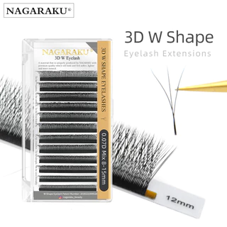 NAGARAKU Bloom Floração Automática W Forma 3D Premade Fãs Extensões Da Pestana Natural Suave Luz Cílios Individuais