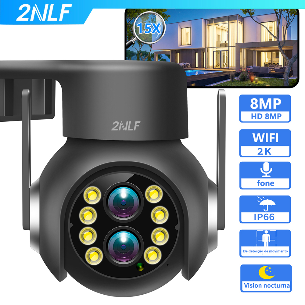 8mp 2k 15x zoom Híbrido 2,8 + 12mm Câmera IP PTZ Lente Dupla Detecção Humana wifi 8mp Vigilância Por Vídeo De Segurança