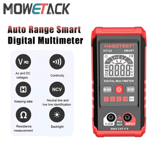 HT123 Mini Multímetro Digital Inteligente 600V Alcance Automático Tensão AC DC Luz de Fundo NCV Sem Contato