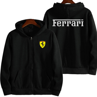Ferrari Moda Homem Impresso Casaco Com Zíper Motociclista Desportivo Capuz Casual Top