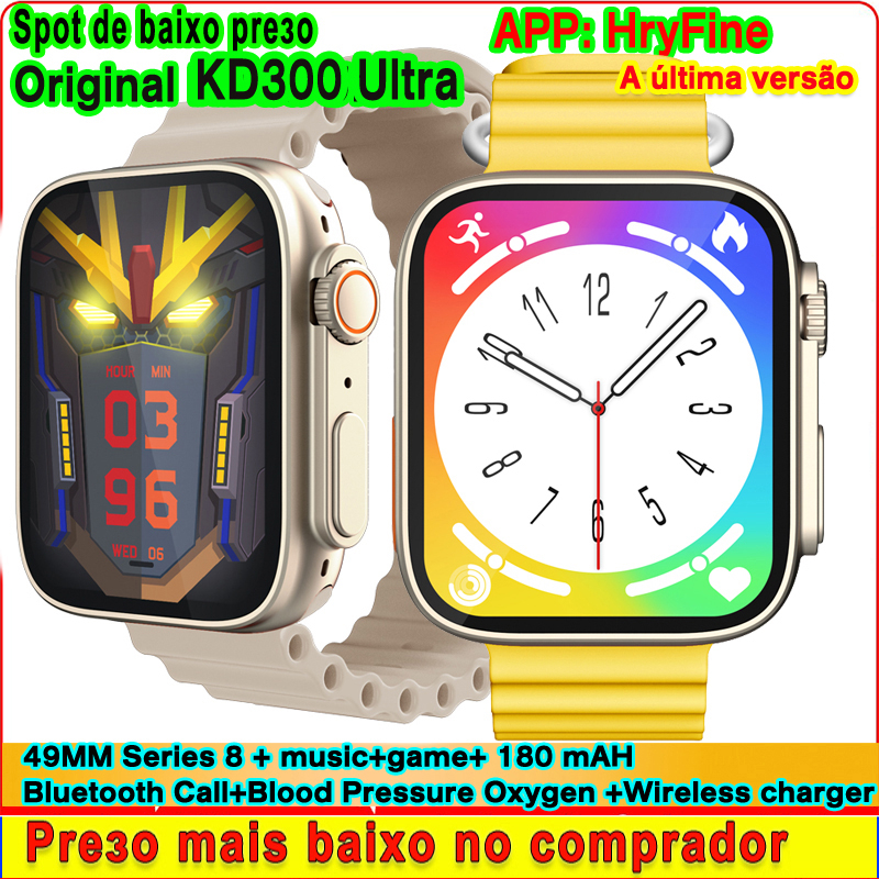 Relógio Smartwatch Original KD300 Ultra Smart Série 8 Jogo