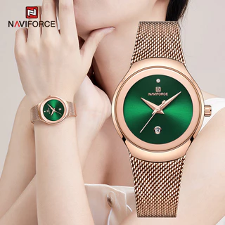 NAVIFORCE 5004 Relógio De Pulso Feminino De Quartzo Com Pulseira De Malha Impermeável em Oferta na Shopee